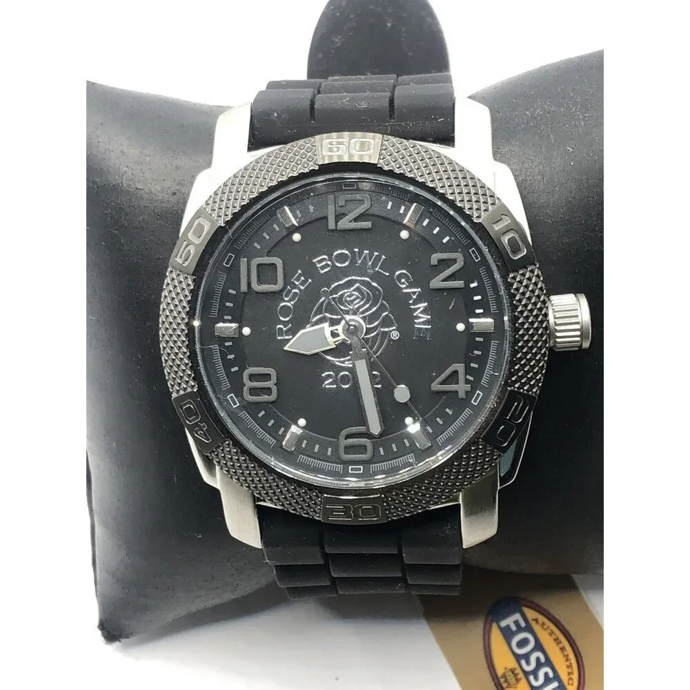 Fossil PR2003 Men's Silicone Analog Black Dial Quartz Genuine Wrist Watch OP423